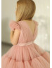 Blush Pleated Tulle V Back Flower Girl Dress Blush Pleated Tulle V Back Flower Girl Dress